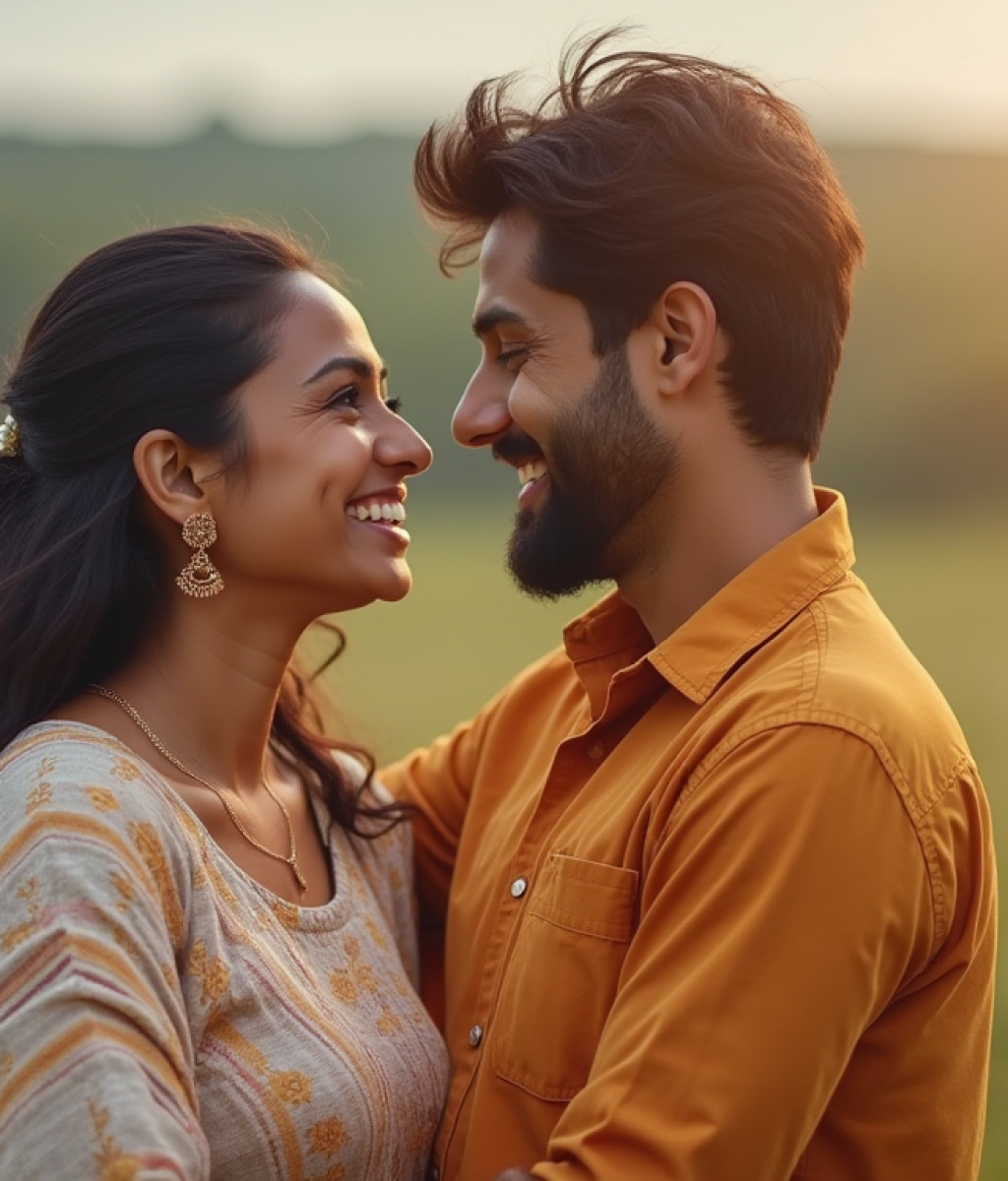 happy_indian_couple_woman_looking_down_and_smiling_long_shot_full_body_distant_view_rugf8t0b6g7tviv6nazv_0